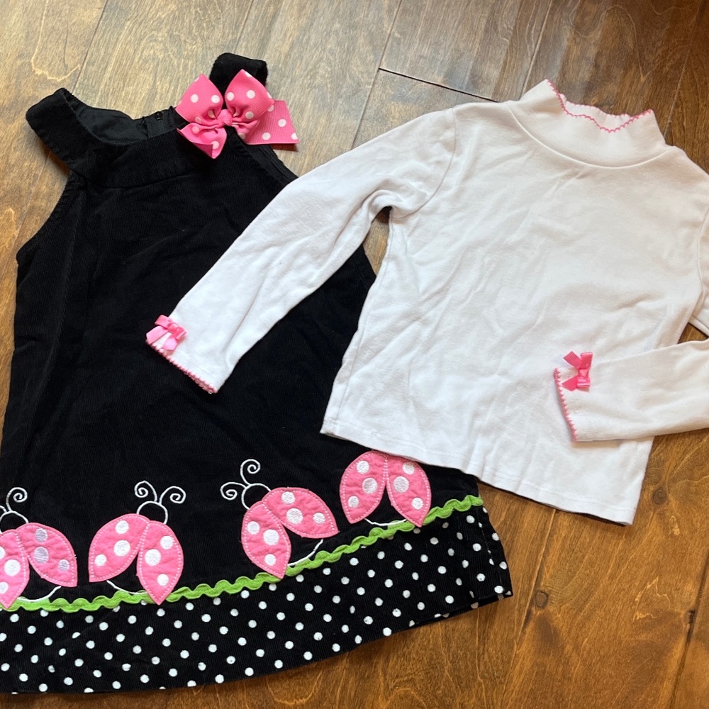 Bonnie Jean Corduroy Ladybug jumper set 4T